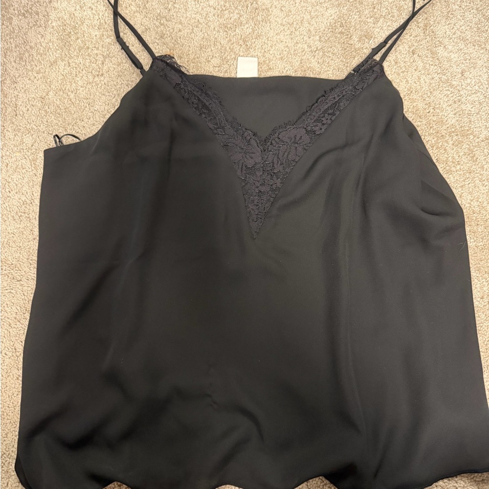 Elegant Black Lace Trim Cami Top